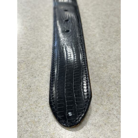 Martin Dingman Imported Lizard Grain Calf Leather Handmade In USA 34” Black Belt - Picture 9 of 12